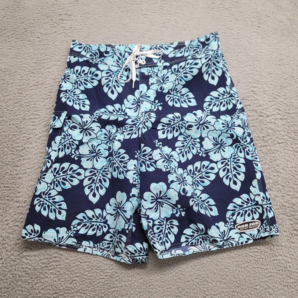 Ron Jon Surf Shop‎ Shorts Mens 36 Blue Floral Boardshorts Swim Outdoors Casual